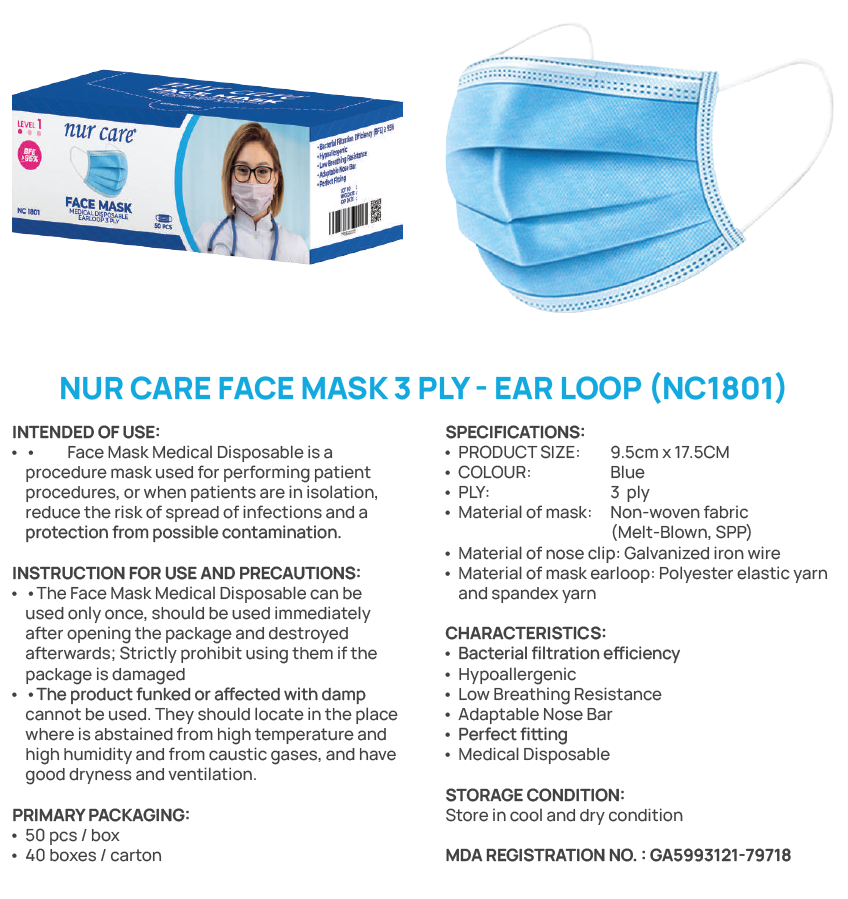 3-Ply Face Mask with Ear Loops