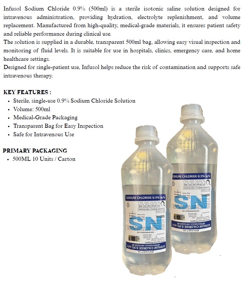 I.V. Sodium Chloride 0.9% — 500 ml