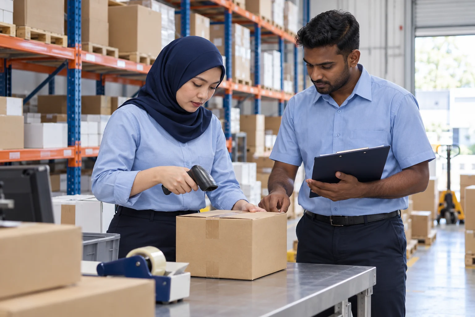 Medical supply team preparing products