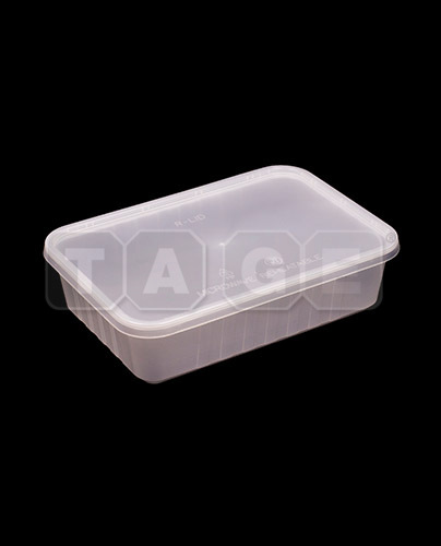 Microwavable Medium - Wall Rectangular PP Container And Lid (Ribbed) (Freezer Grade)