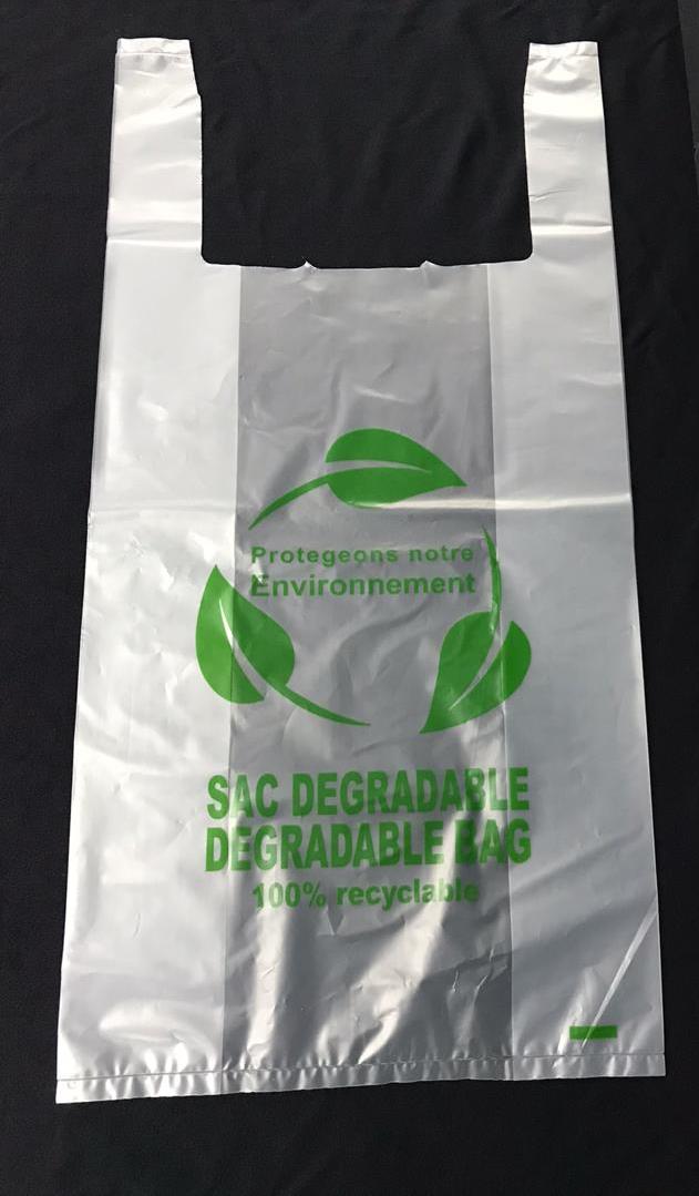 Degradable Carrier Bag (Plain With Green Print) (Printed 1C / 1S)